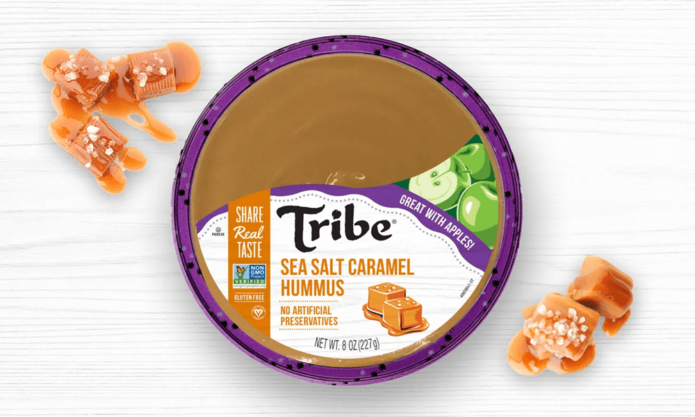 Weird Hummus Flavors #8: Tribe Hummus Sea Salt Caramel Hummus - vibelb