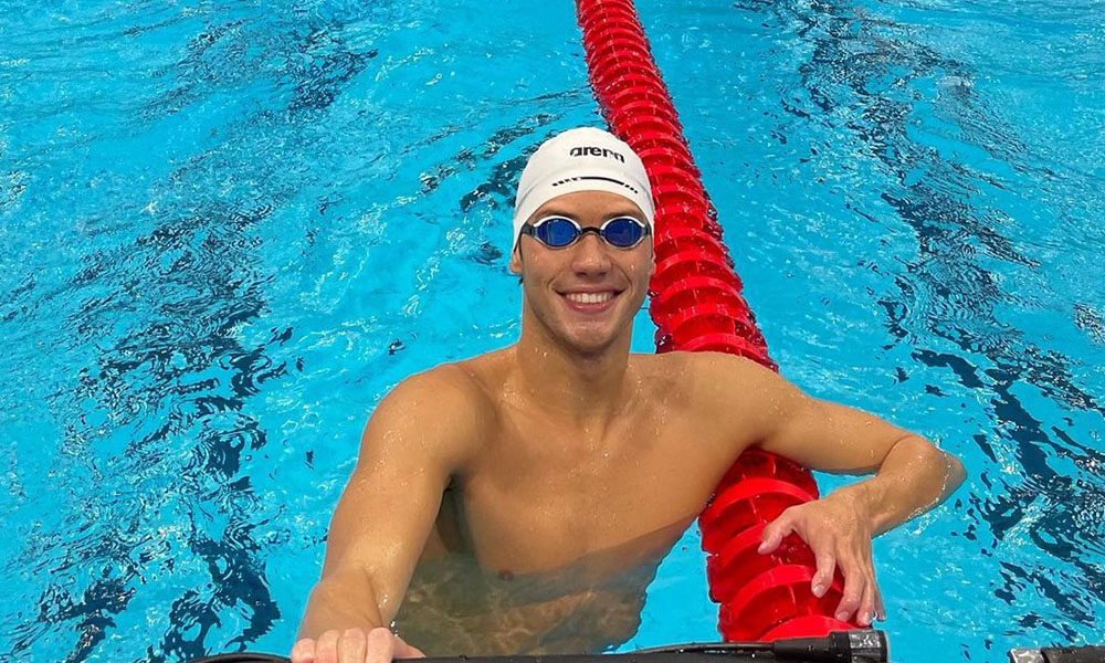 Lebanese Swimmer Munzer Kabbara in swimming pool