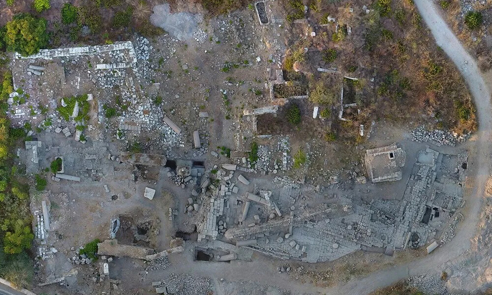 Aerial view of the excavation site of the roman temple, 2021 - M. Mackiewicz, University of Warsaw