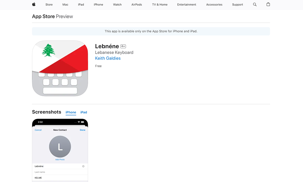 Typing Lebanese Kelme app, app store lebanese keyboard
